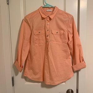 New York & Company Peach Stretch Blouse